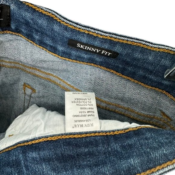 JUDY BLUE Medium Wash Denim Distressed Skinny Fit Jeans Size 13/31 - Picture 5 of 5